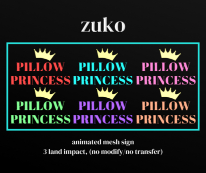 Second Life Marketplace - [z] mesh sign: pillow princess